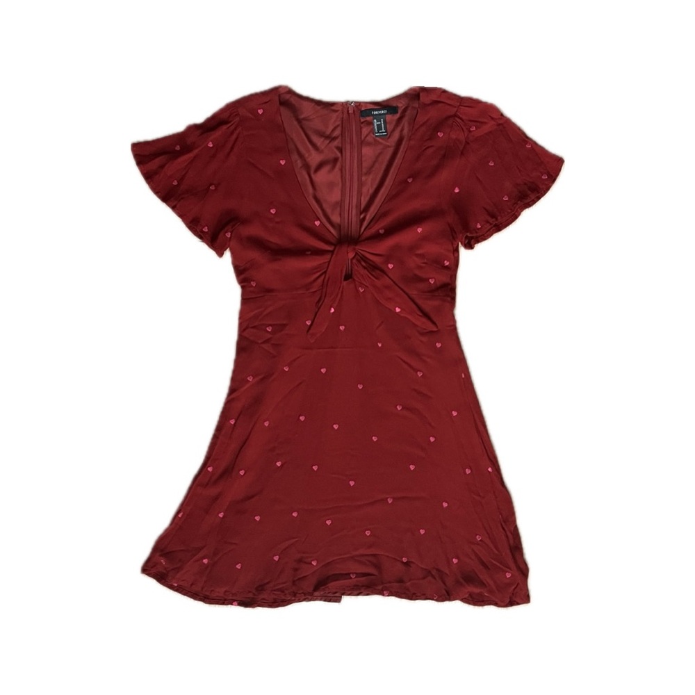 Forever 21 Embroidered Heart Tie Front Dress